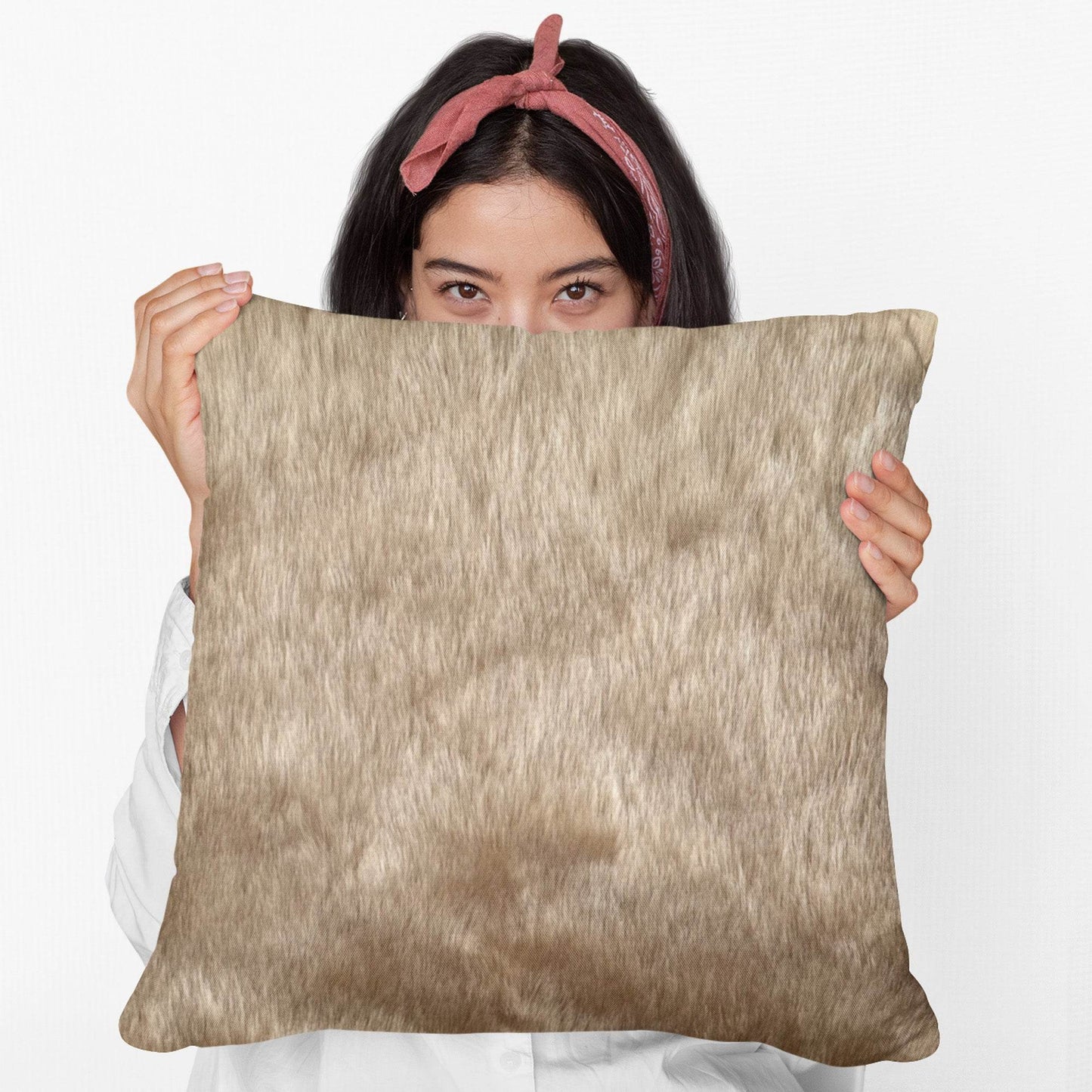 Plutus Brown Gold Rabbit Faux Fur Pillow & Blanket Set - Plutus Brands