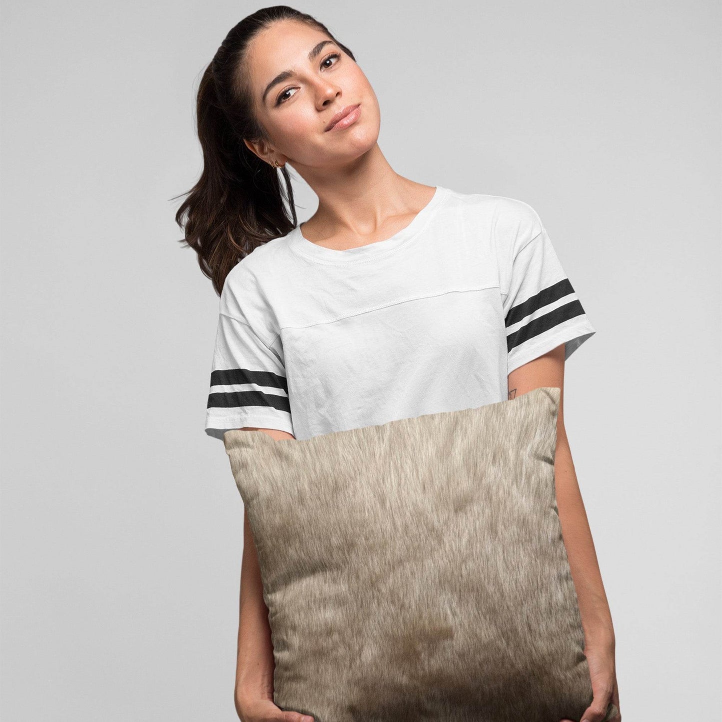 Plutus Brown Gold Rabbit Faux Fur Pillow & Blanket Set - Plutus Brands