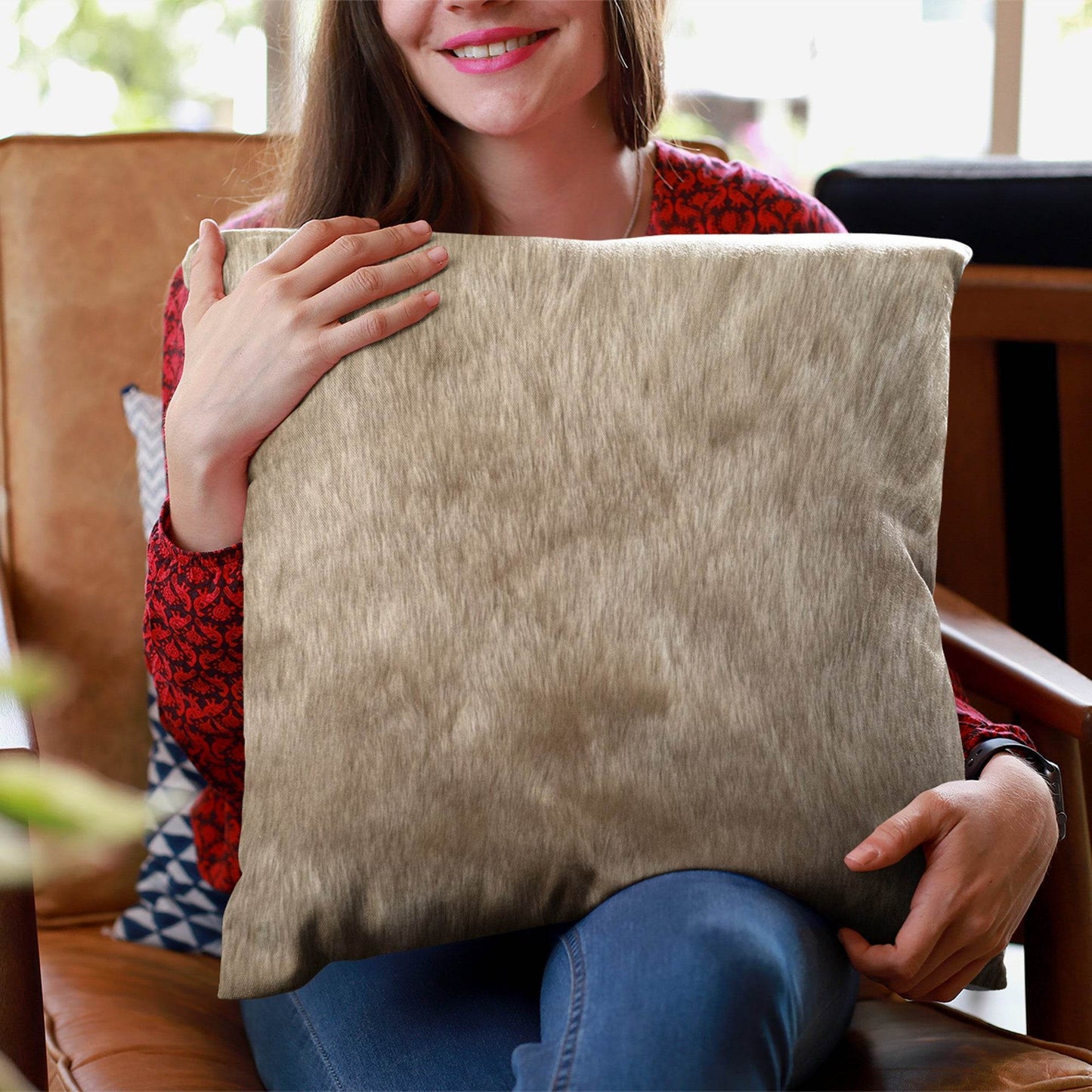 Plutus Brown Gold Rabbit Faux Fur Pillow & Blanket Set - Plutus Brands