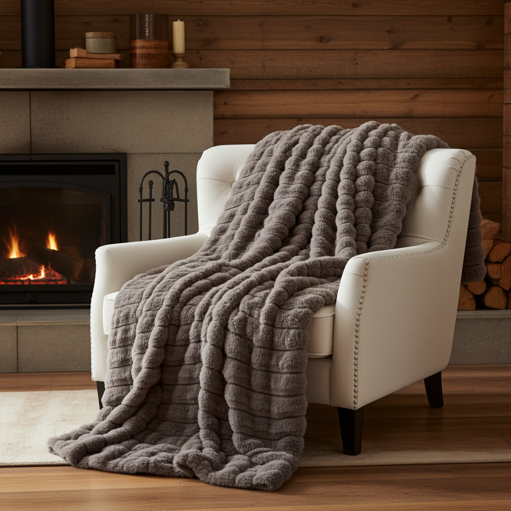 Frost Mink Dark Brown Faux Fur Luxury Throw