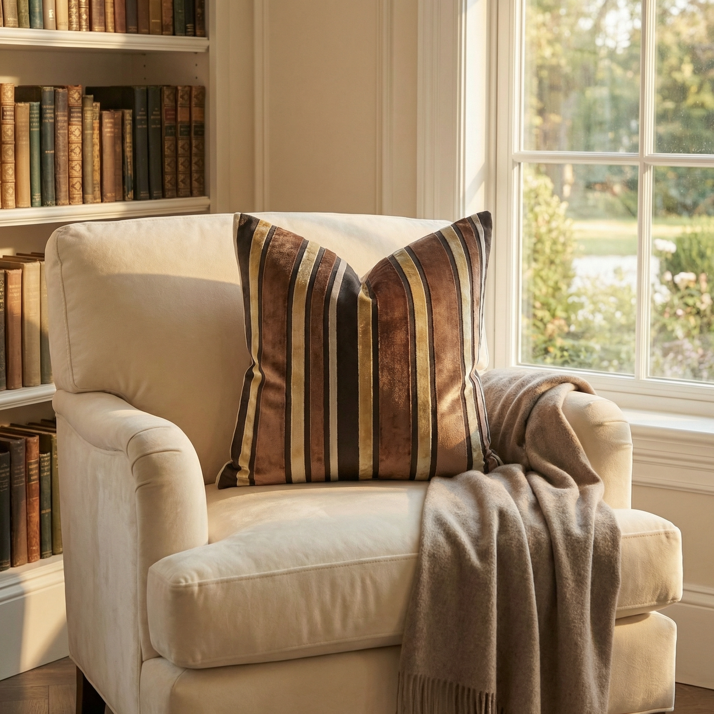Macedonia Gold Brown and Ivory Handmade Luxury Pillow