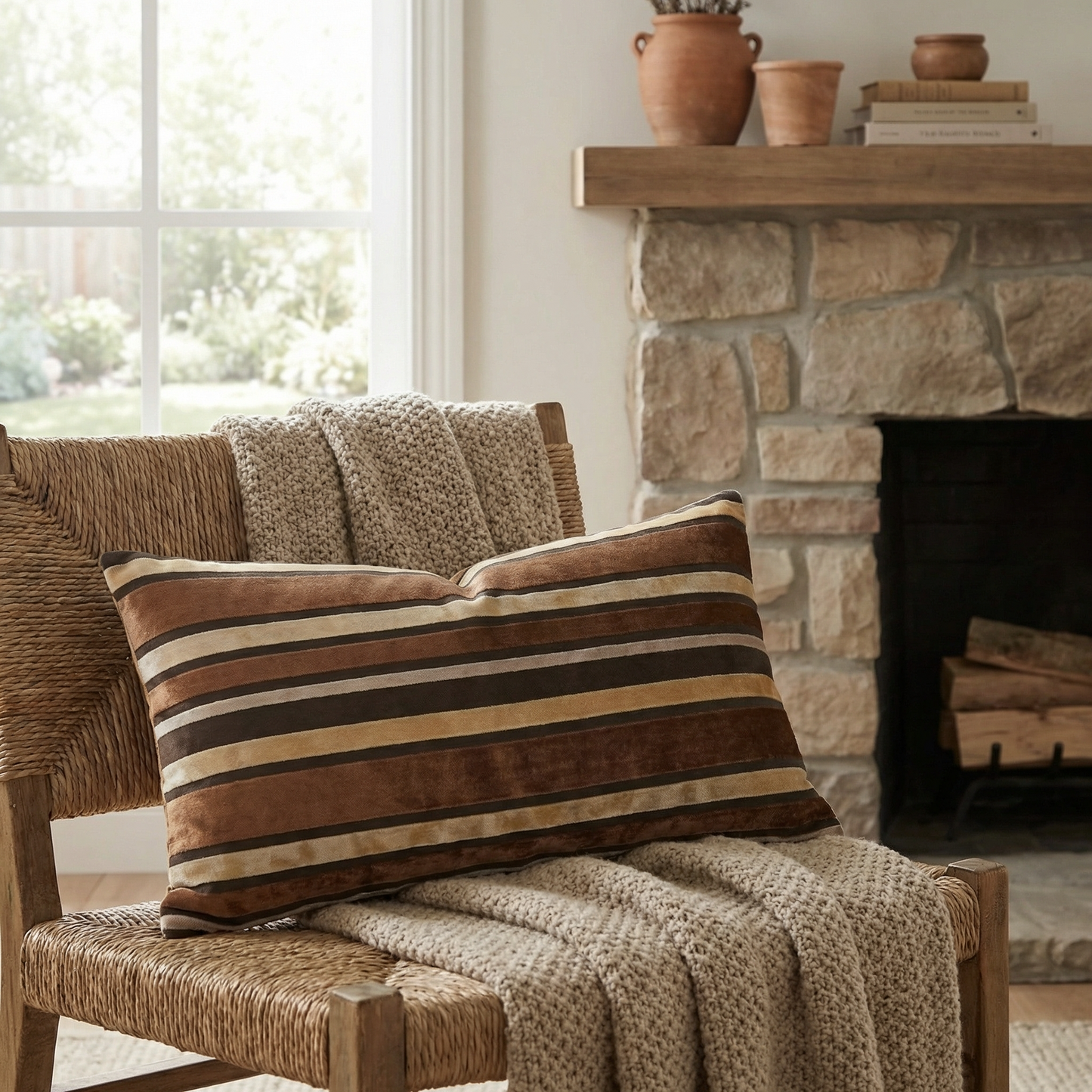 Macedonia Gold Brown and Ivory Handmade Luxury Pillow