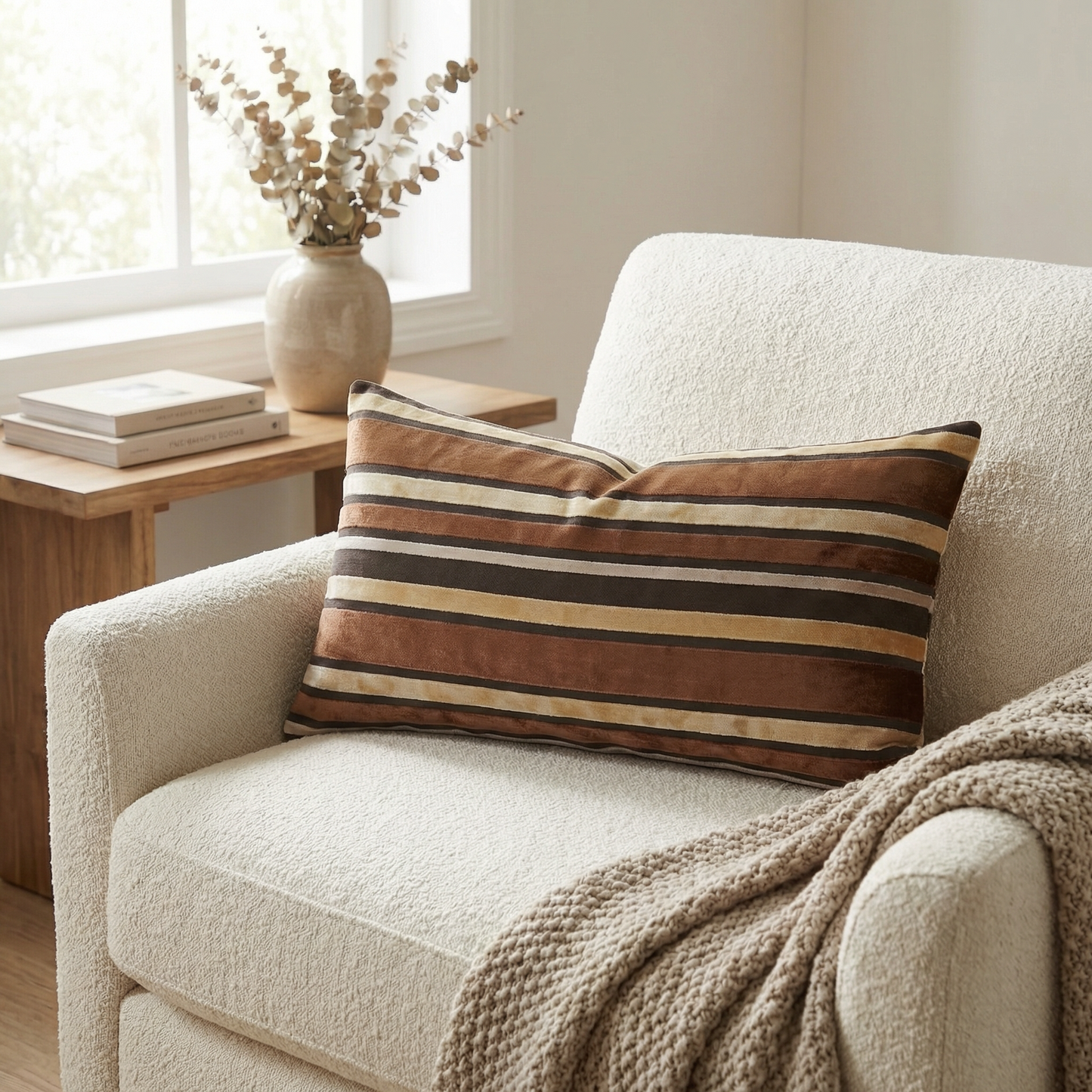 Macedonia Gold Brown and Ivory Handmade Luxury Pillow
