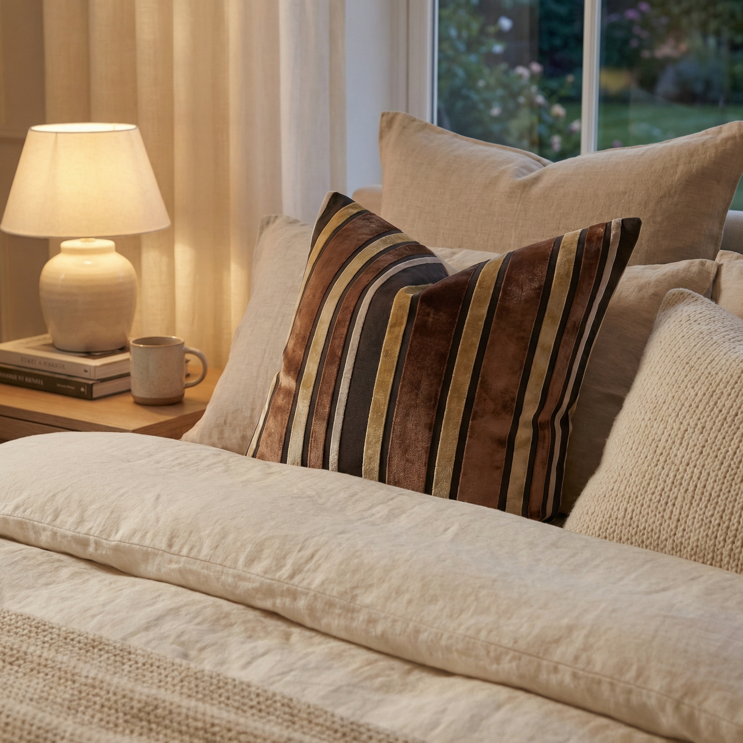 Macedonia Gold Brown and Ivory Handmade Luxury Pillow