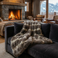 Alaskan Hawk Faux Fur Handmade Luxury Throw