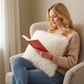 Plutus Off White Mongolian Fur Off White Animal Faux Fur Luxury Throw Pillow