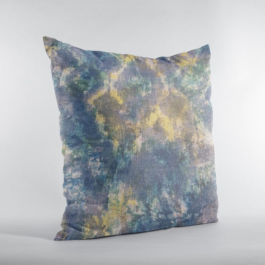 Plutus Blue Green Yellow Aquamarine Sunrise Abstract Luxury Throw Pillow