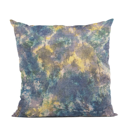 Plutus Blue Green Yellow Aquamarine Sunrise Abstract Luxury Throw Pillow