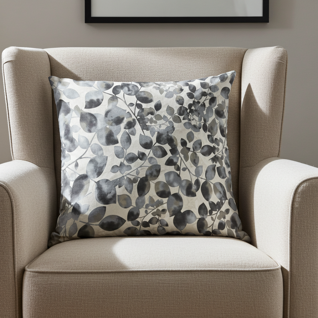 Plutus Black White Midnight Bloom Floral Luxury Throw Pillow