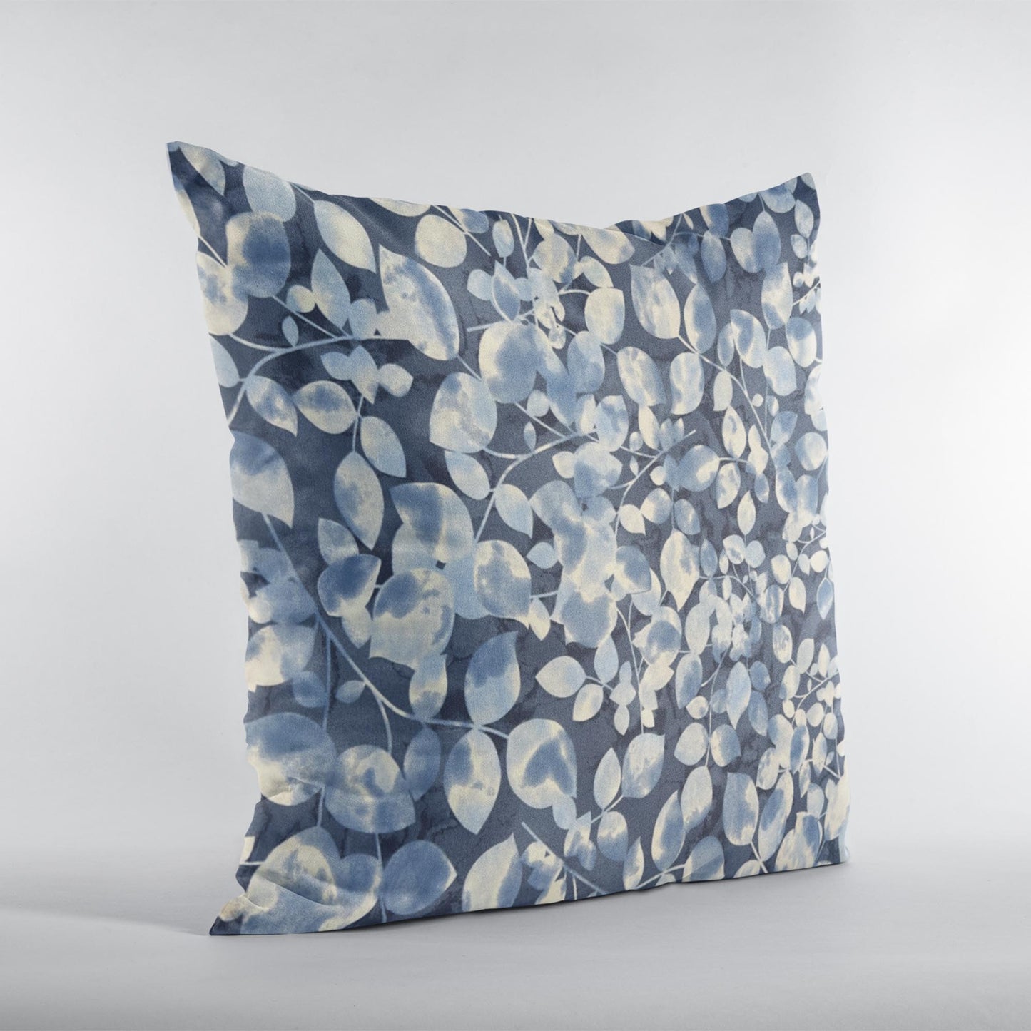 Plutus Blue White Oceanside Blossom Floral Luxury Throw Pillow