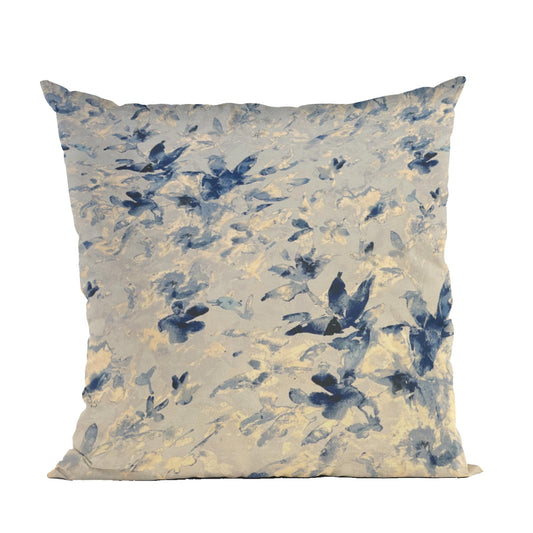 Plutus Blue Beige Coastal Breeze Floral Luxury Throw Pillow