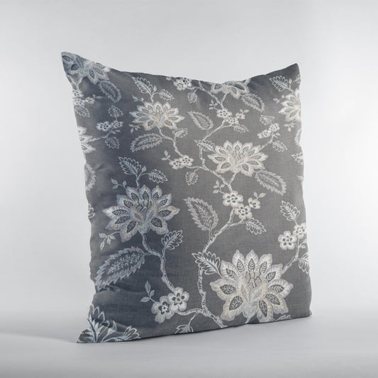 Plutus Gray Beige Whispering Petals Floral Luxury Throw Pillow