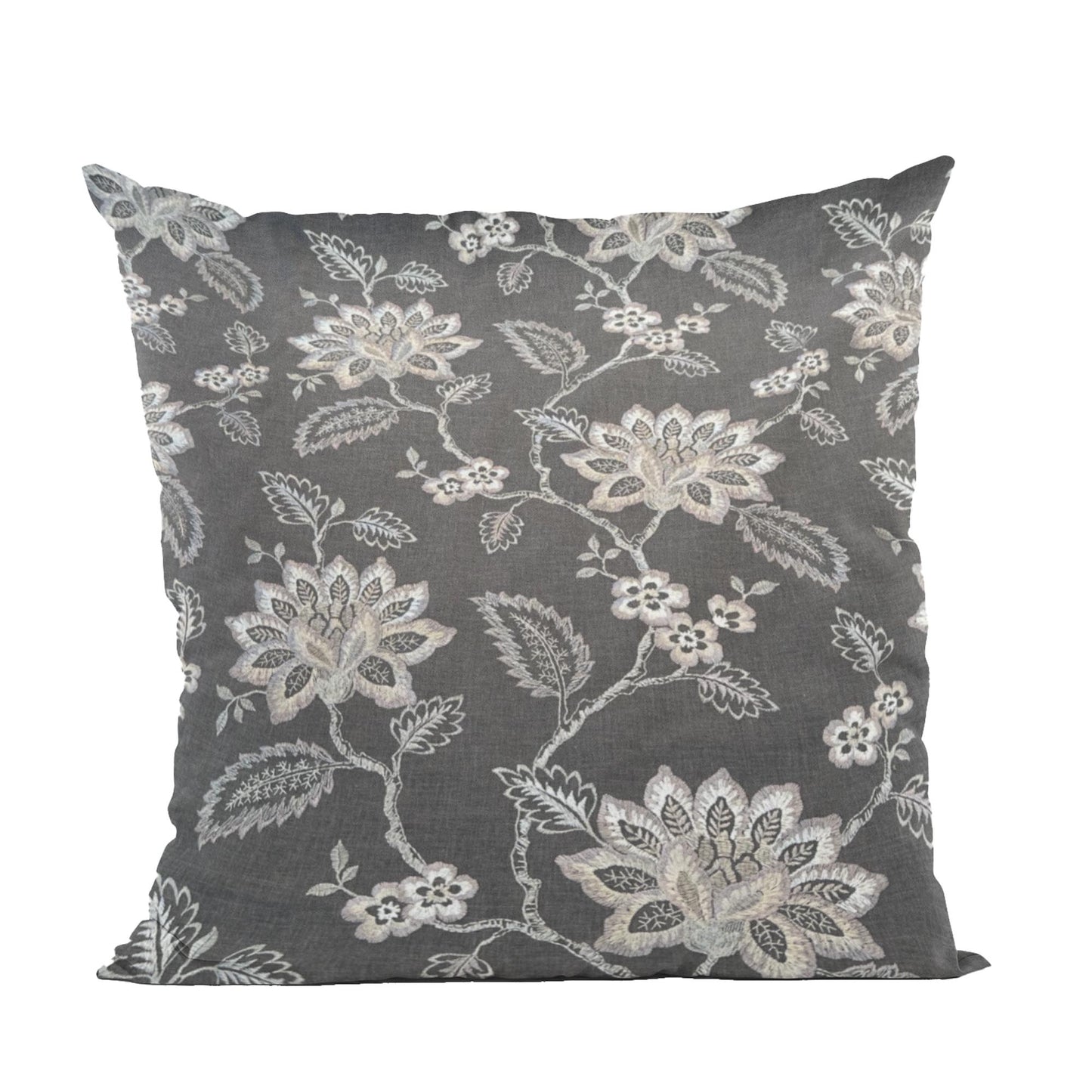 Plutus Gray Beige Whispering Petals Floral Luxury Throw Pillow