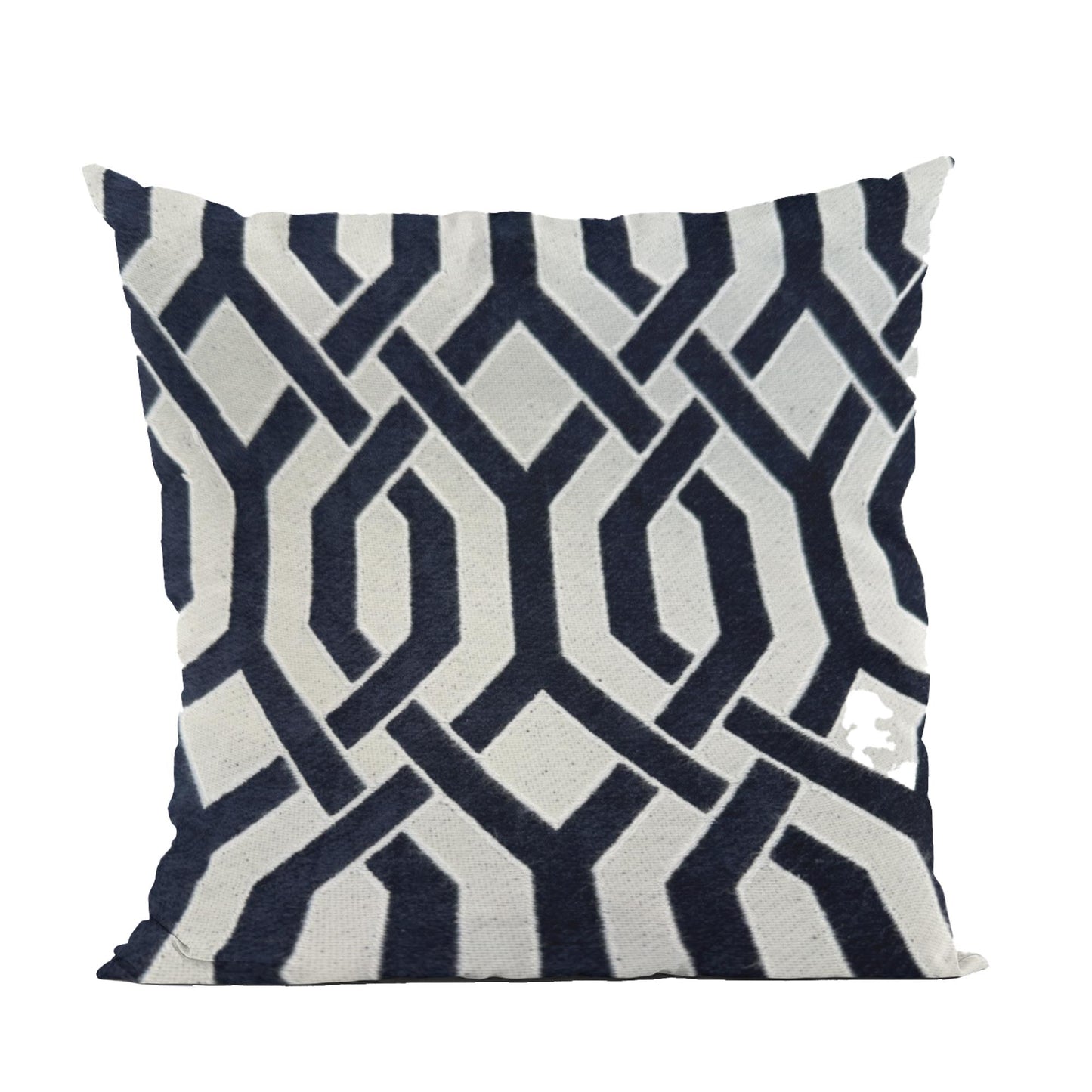 Plutus Navy Beige Opulent Trellis Imperial Trellis Luxury Throw Pillow