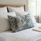Plutus Blue Beige Gray Serene Blooms Floral Luxury Throw Pillow