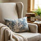 Plutus Blue Beige Gray Serene Blooms Floral Luxury Throw Pillow