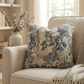 Plutus Blue Beige Gray Serene Blooms Floral Luxury Throw Pillow