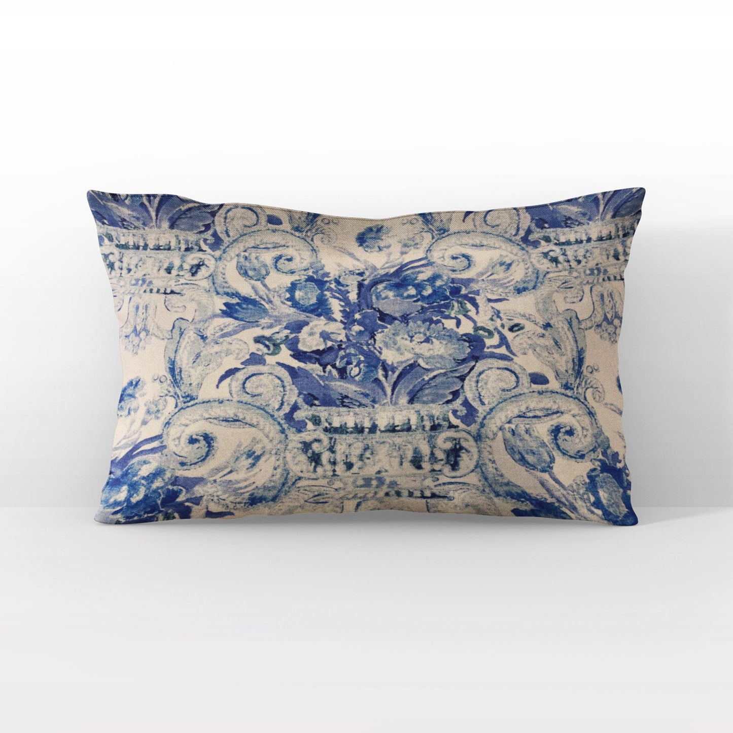 Plutus Blue Beige Ocean Breeze iKat Luxury Throw Pillow