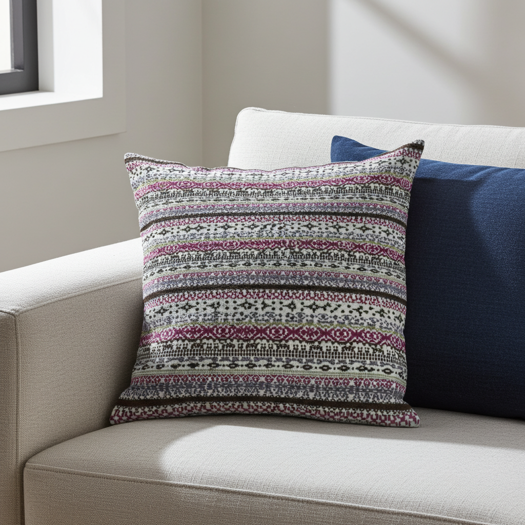 Plutus Red Navy Beige Nautical Stripe Stripe Luxury Throw Pillow