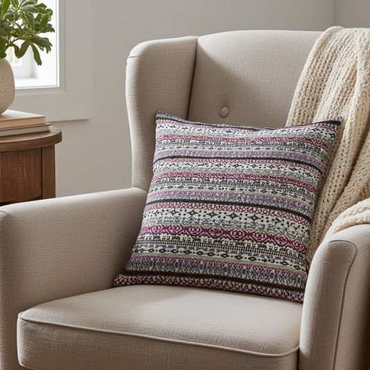 Plutus Red Navy Beige Nautical Stripe Stripe Luxury Throw Pillow