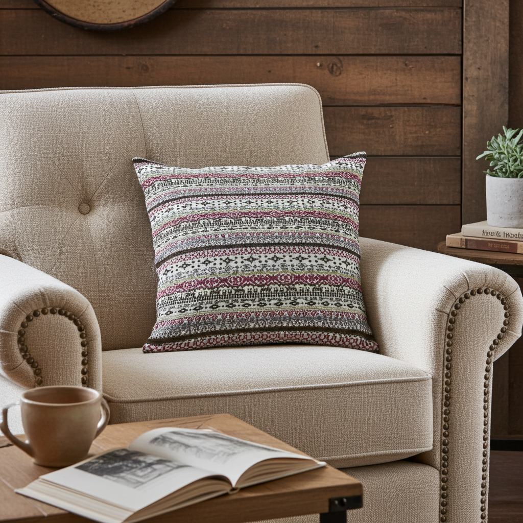 Plutus Red Navy Beige Nautical Stripe Stripe Luxury Throw Pillow