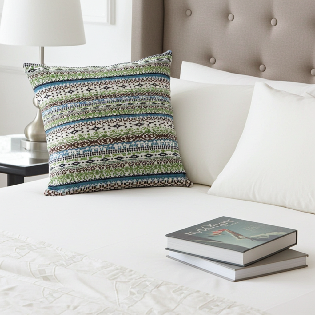Plutus Green Red Blue Vibrant Horizon Stripe Luxury Throw Pillow