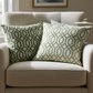 Plutus Green Beige Serene Meadow Imperial Trellis Luxury Throw Pillow