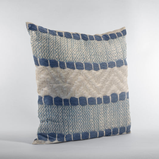 Plutus Blue Beige Tideweave Stripe Luxury Throw Pillow