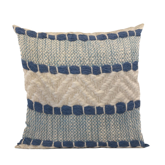 Plutus Blue Beige Tideweave Stripe Luxury Throw Pillow