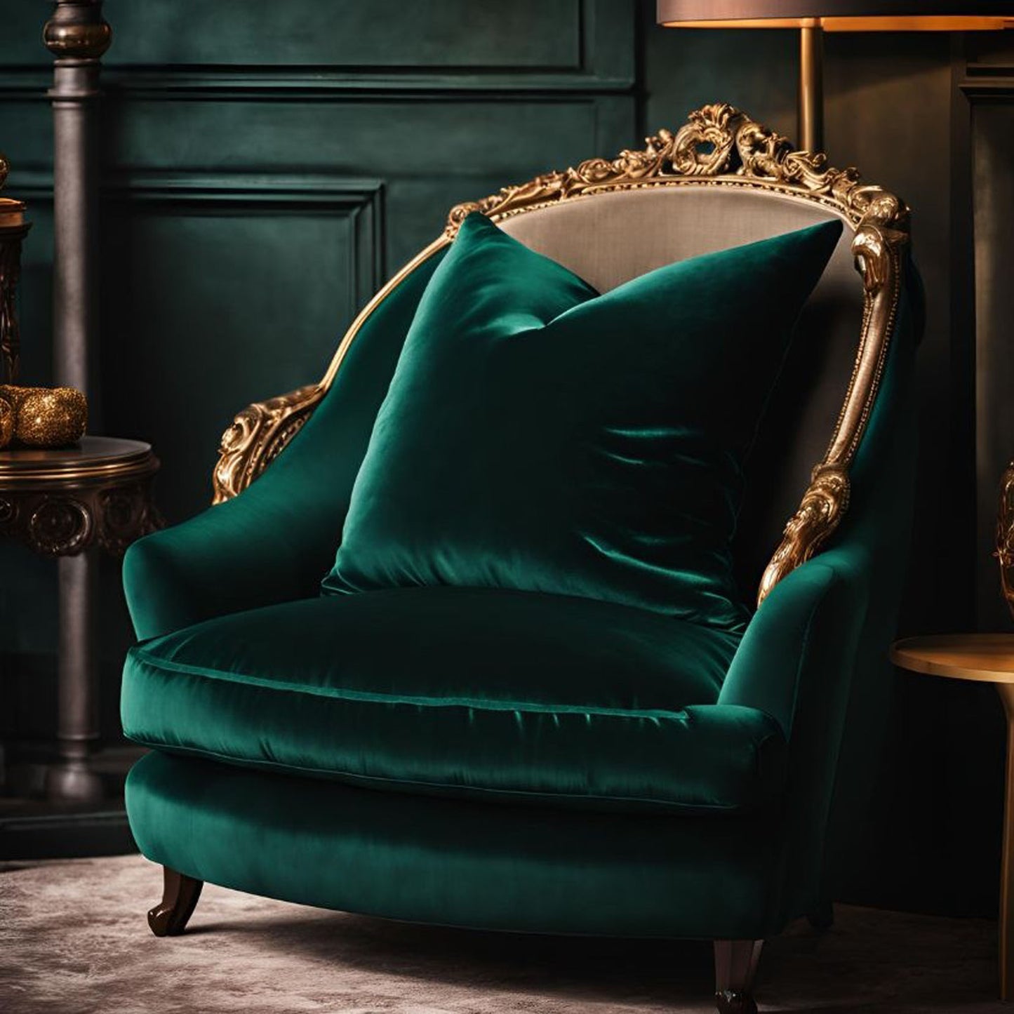 Plutus Emerald Opulence Velvet Luxury Throw Pillow