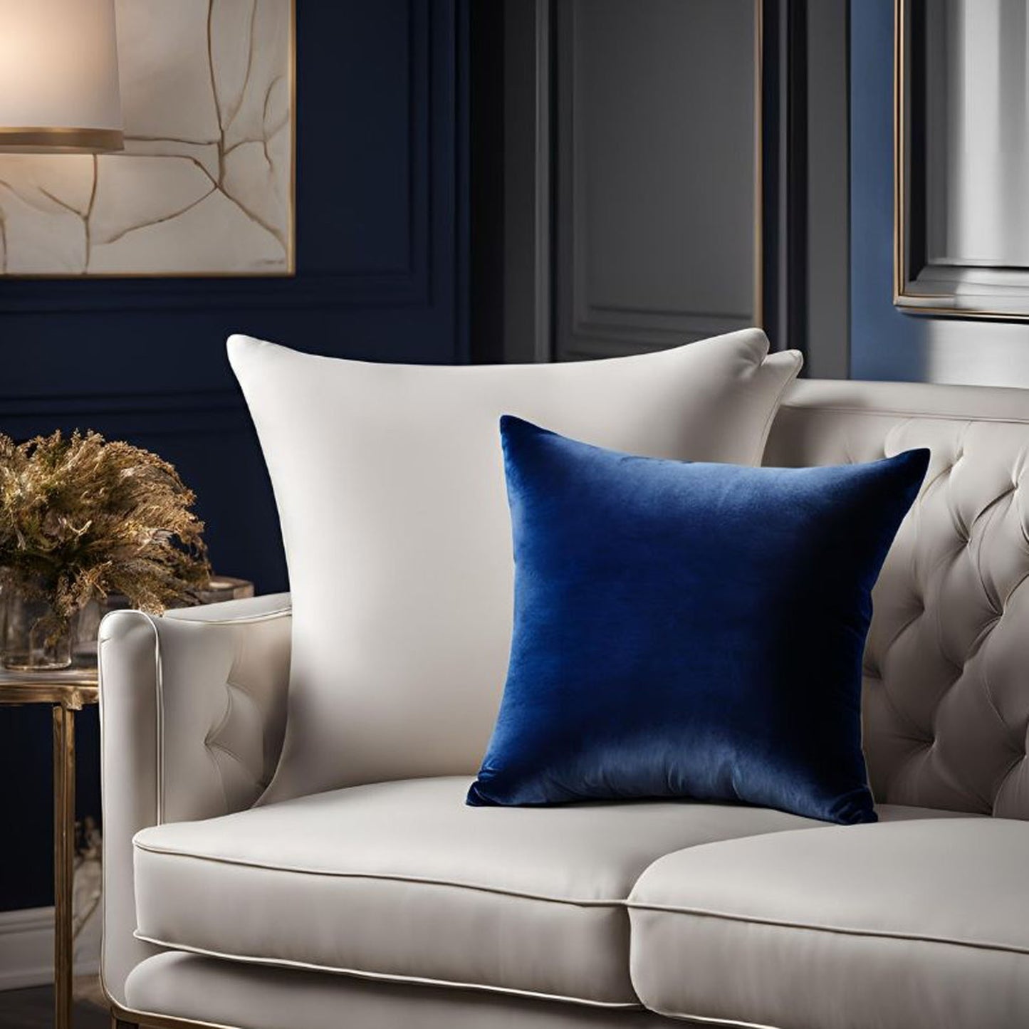 Plutus Sapphire Serenity Velvet Luxury Throw Pillow