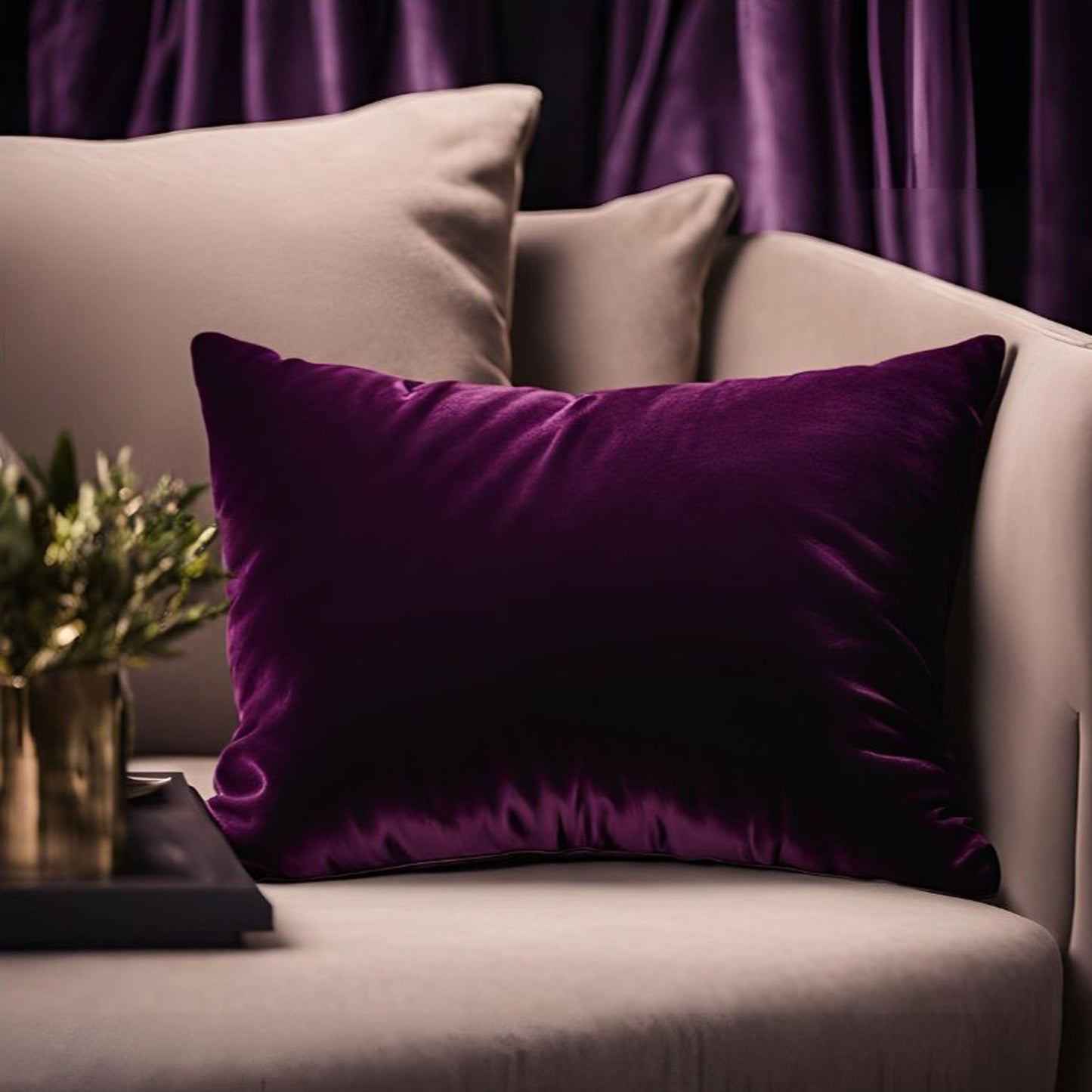 Plutus Plum Velvet Luxury Throw Pillow