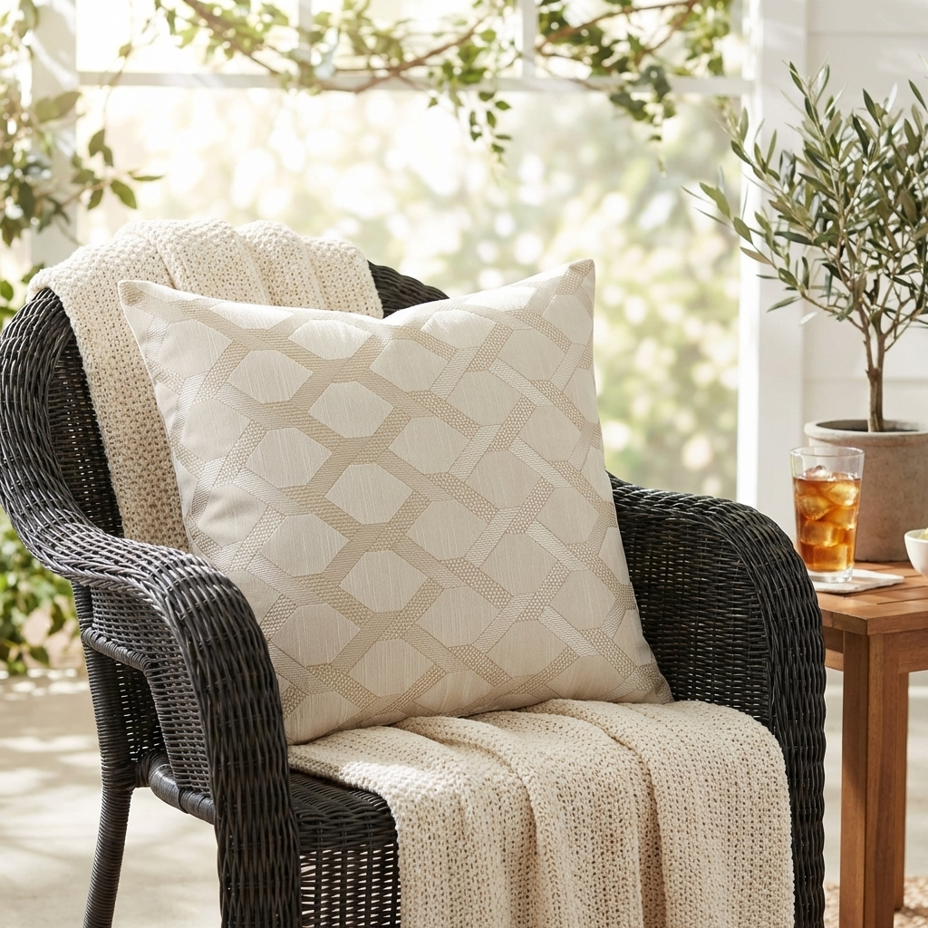Plutus Wheat Diamond Shiny Fabric With Embroydery Luxury Throw Pillow