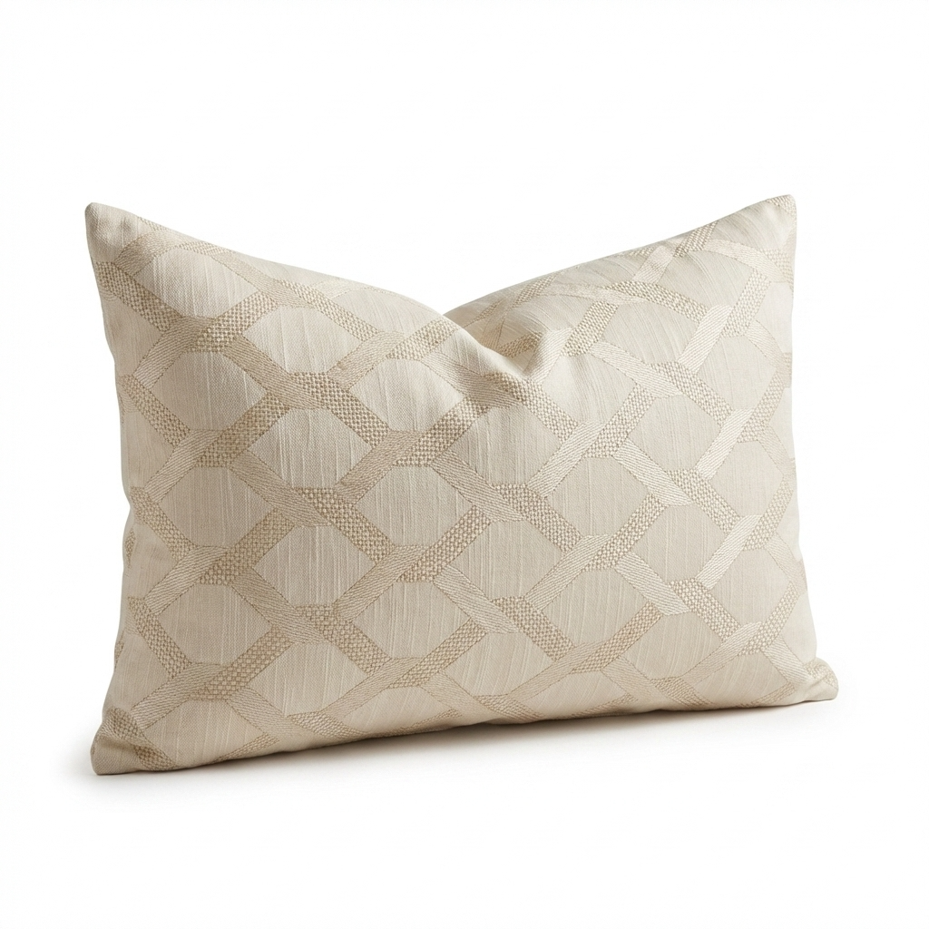 Plutus Wheat Diamond Shiny Fabric With Embroydery Luxury Throw Pillow