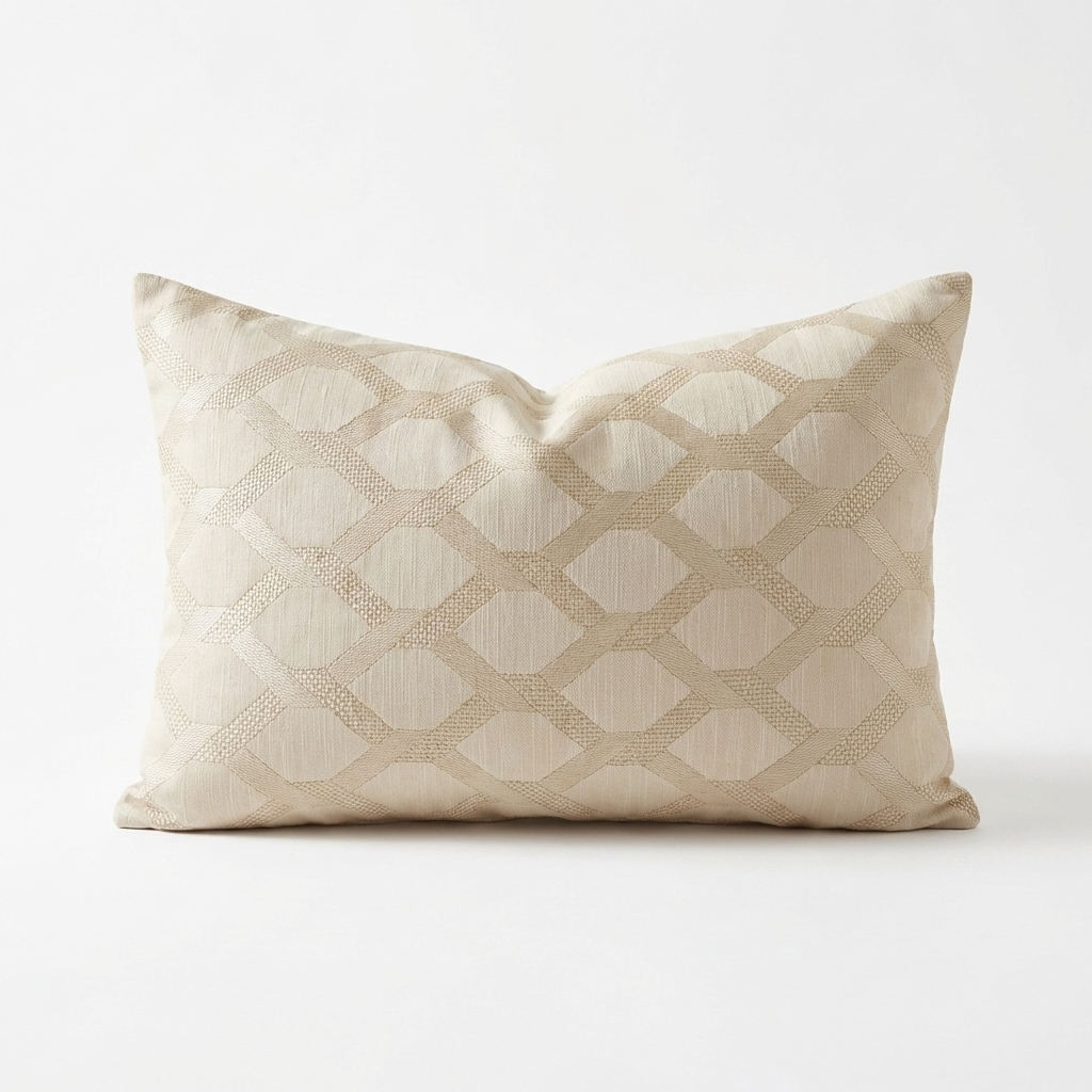 Plutus Wheat Diamond Shiny Fabric With Embroydery Luxury Throw Pillow