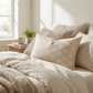 Plutus Wheat Diamond Shiny Fabric With Embroydery Luxury Throw Pillow