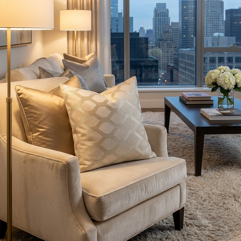 Plutus Wheat Diamond Shiny Fabric With Embroydery Luxury Throw Pillow