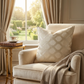 Plutus Wheat Diamond Shiny Fabric With Embroydery Luxury Throw Pillow