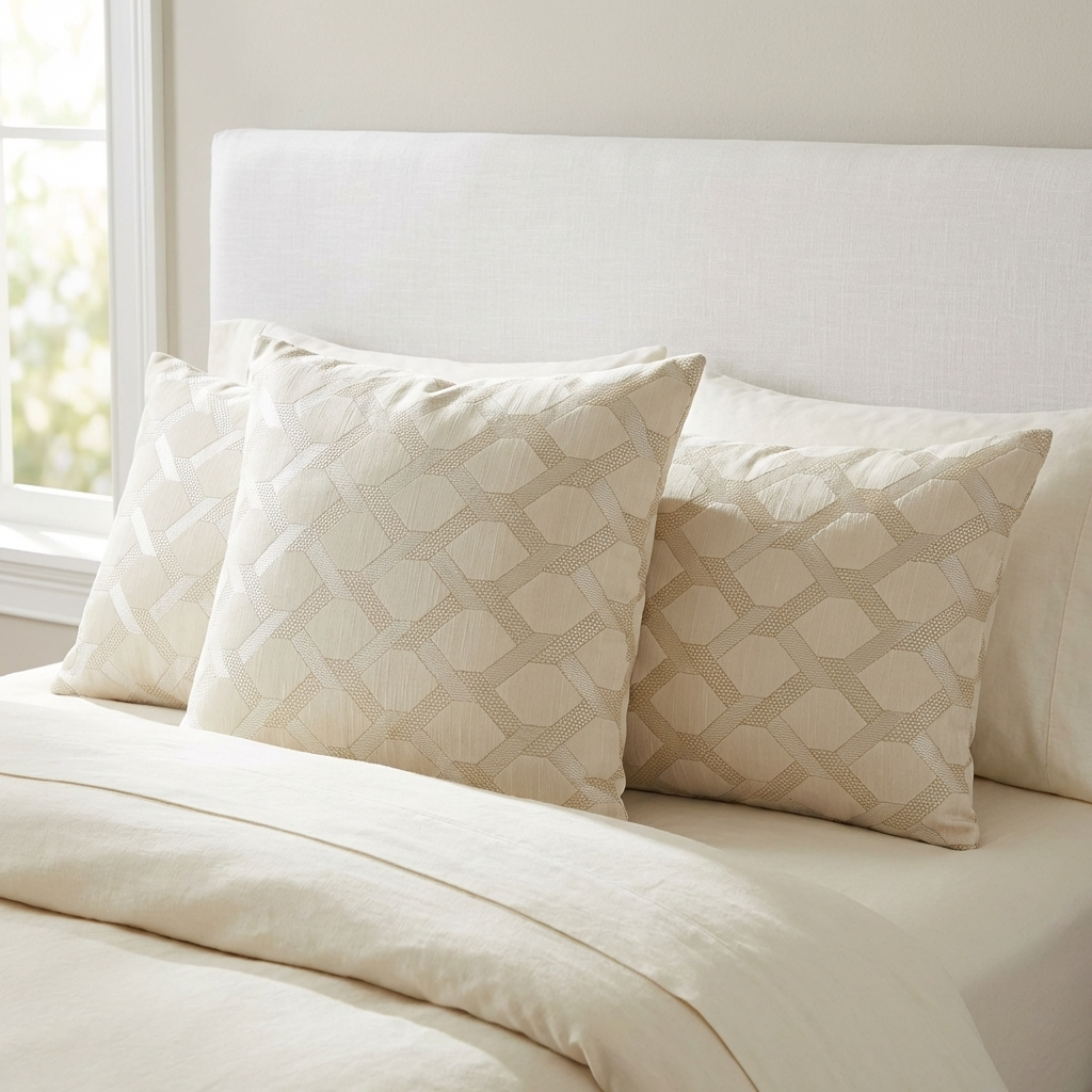 Plutus Wheat Diamond Shiny Fabric With Embroydery Luxury Throw Pillow