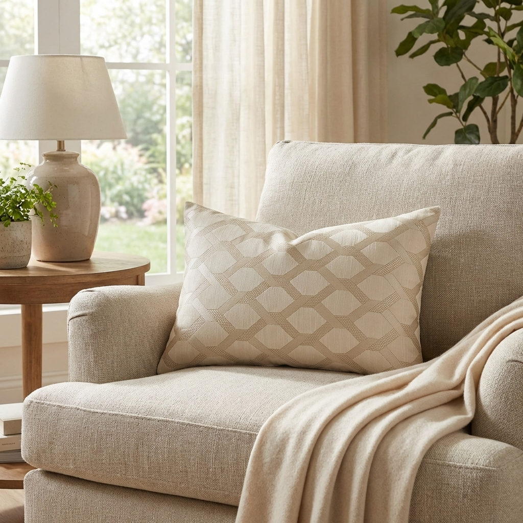 Plutus Wheat Diamond Shiny Fabric With Embroydery Luxury Throw Pillow
