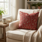 Plutus Persimmon Garden Cherry Blossoms Printed On A Linen Looking Polyester. Luxury Throw Pillow