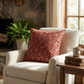 Plutus Persimmon Garden Cherry Blossoms Printed On A Linen Looking Polyester. Luxury Throw Pillow