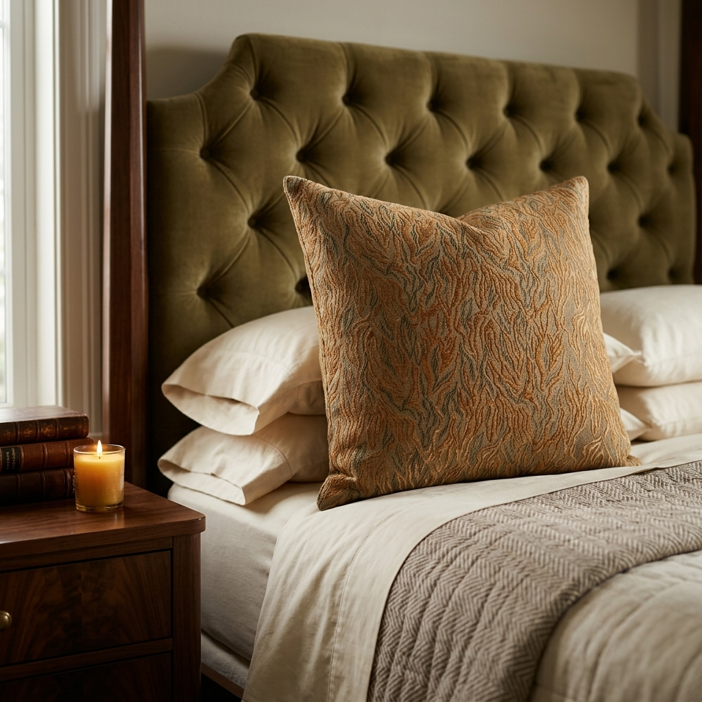 Plutus Patina Yarns Shiny Fabric With Twig Pattern Luxury Throw Pillow