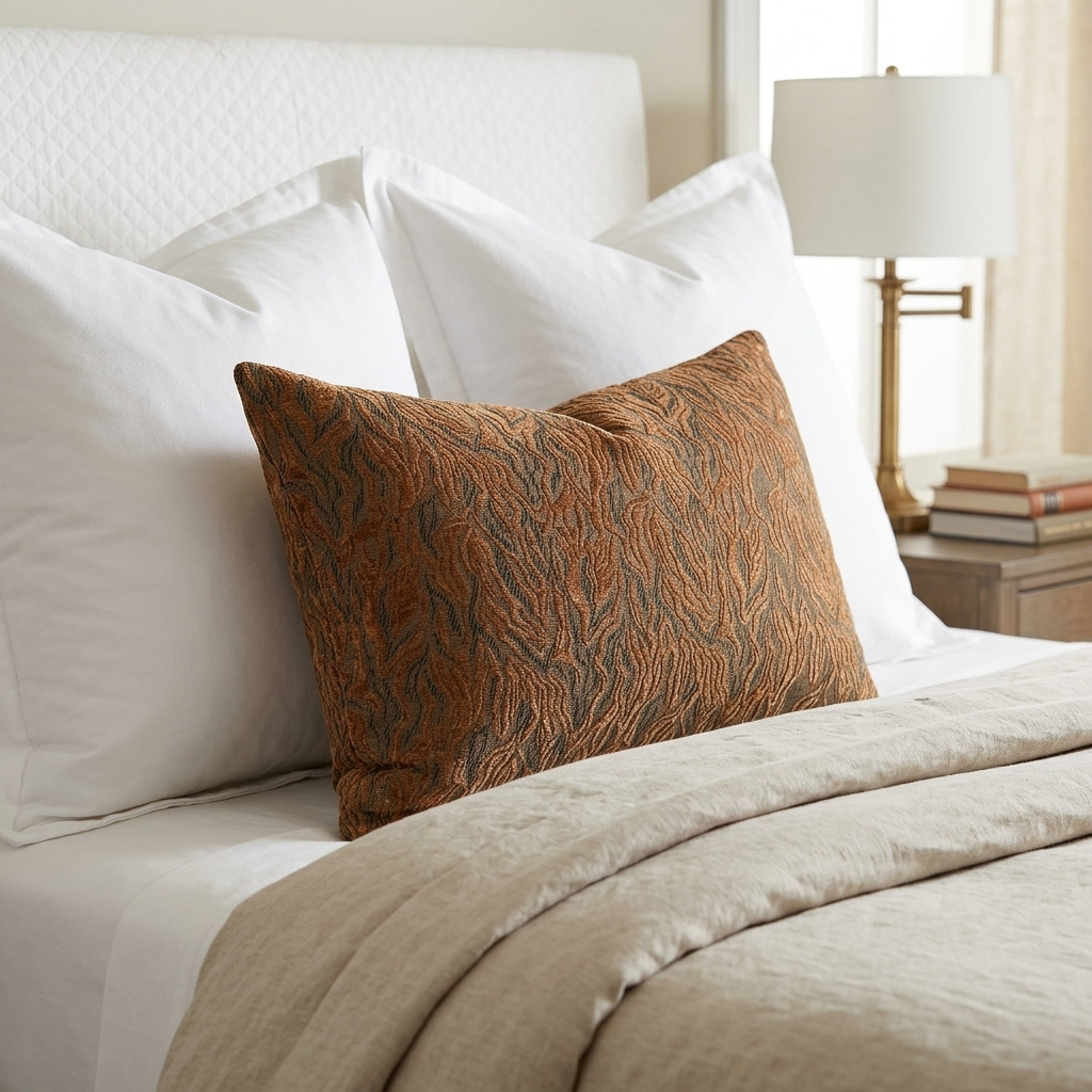 Plutus Patina Yarns Shiny Fabric With Twig Pattern Luxury Throw Pillow
