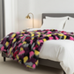 Plutus Burgundy, Black  Exotic Parrot Faux Fur Luxury Throw Blanket