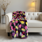 Plutus Burgundy, Black  Exotic Parrot Faux Fur Luxury Throw Blanket