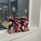 Plutus Burgandy, Black Exotic Parrot Animal Faux Fur Luxury Throw Pillow