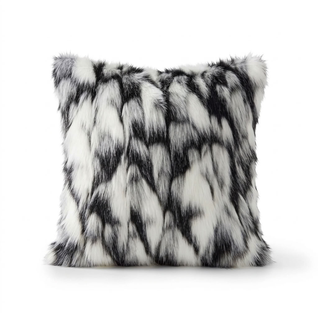 Plutus Black, White Zebra Animal Faux Fur Luxury Throw Pillow