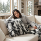 Plutus Black, White Zebra Animal Faux Fur Luxury Throw Pillow
