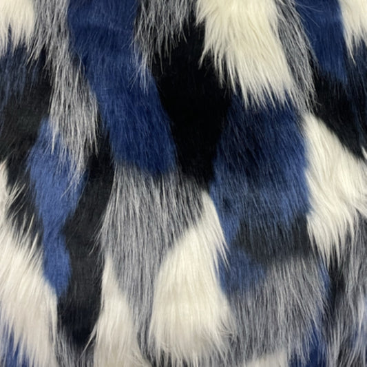 Plutus Black, Blue & White Animal Faux Fur Luxury Throw Pillow